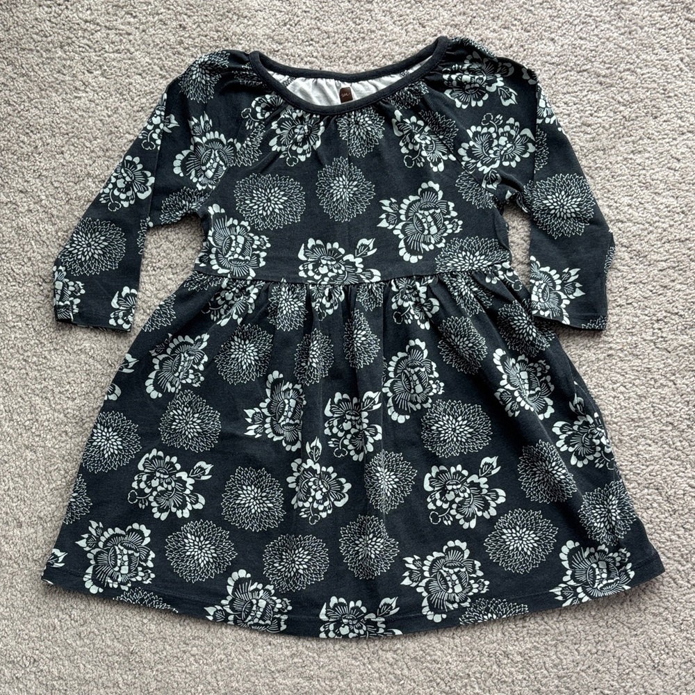 Tea Collection 3/4-sleeve cotton dress - Asian floral pattern